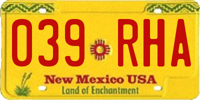 NM license plate 039RHA
