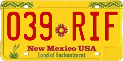 NM license plate 039RIF
