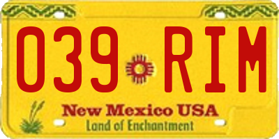 NM license plate 039RIM