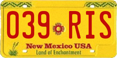 NM license plate 039RIS