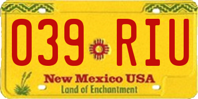 NM license plate 039RIU