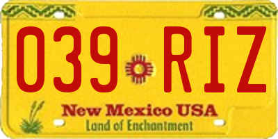 NM license plate 039RIZ