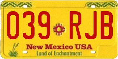 NM license plate 039RJB