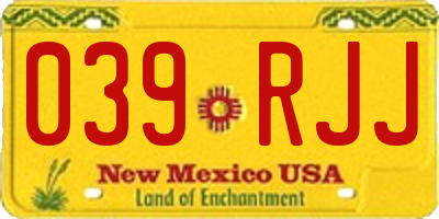 NM license plate 039RJJ