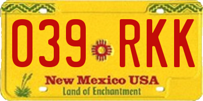 NM license plate 039RKK