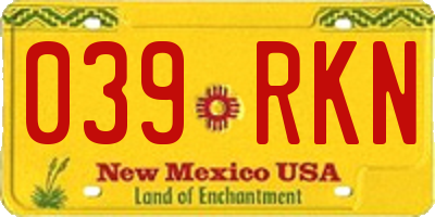 NM license plate 039RKN