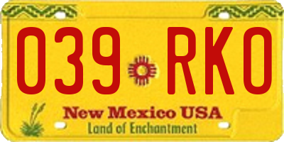 NM license plate 039RKO