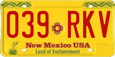 NM license plate 039RKV