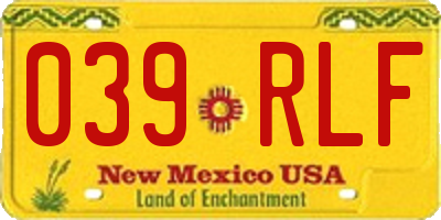 NM license plate 039RLF