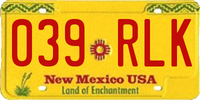 NM license plate 039RLK