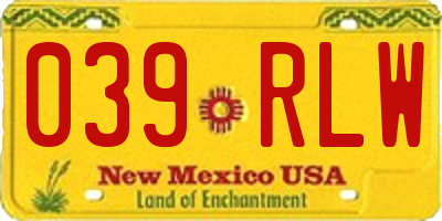 NM license plate 039RLW