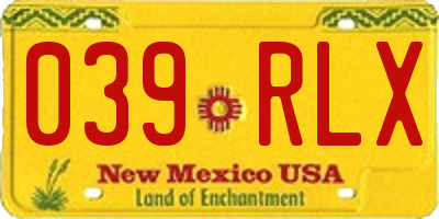 NM license plate 039RLX