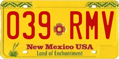 NM license plate 039RMV