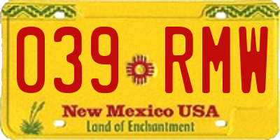 NM license plate 039RMW