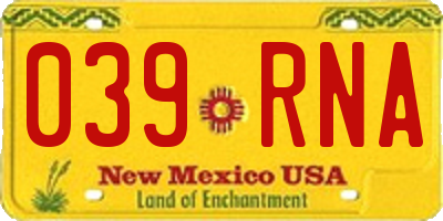NM license plate 039RNA