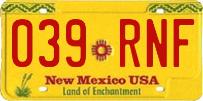 NM license plate 039RNF