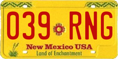 NM license plate 039RNG