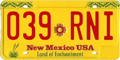 NM license plate 039RNI