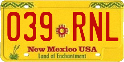 NM license plate 039RNL