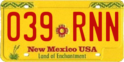 NM license plate 039RNN