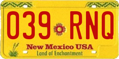 NM license plate 039RNQ