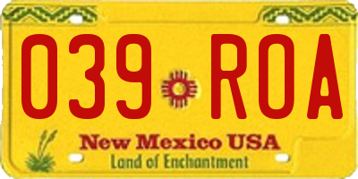 NM license plate 039ROA