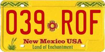 NM license plate 039ROF