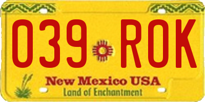 NM license plate 039ROK