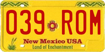 NM license plate 039ROM