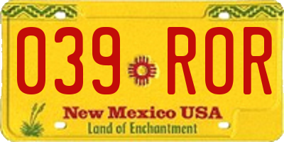 NM license plate 039ROR