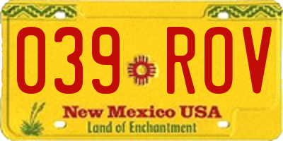 NM license plate 039ROV
