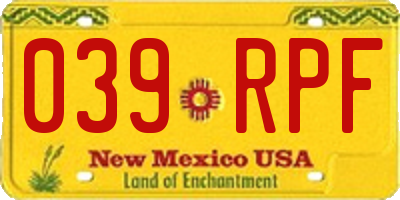 NM license plate 039RPF