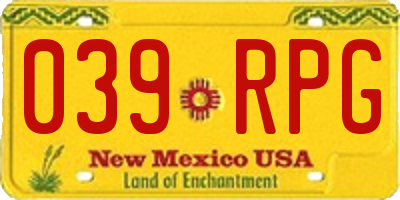 NM license plate 039RPG