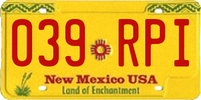 NM license plate 039RPI