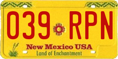NM license plate 039RPN