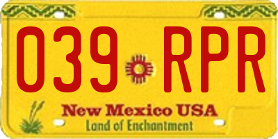 NM license plate 039RPR
