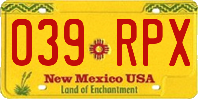 NM license plate 039RPX