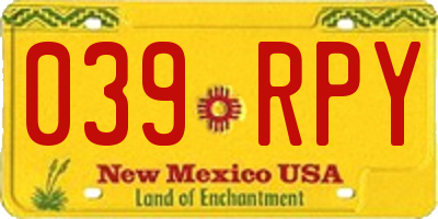 NM license plate 039RPY