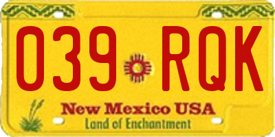 NM license plate 039RQK
