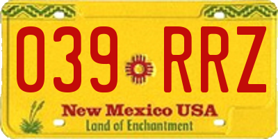NM license plate 039RRZ