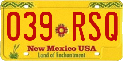 NM license plate 039RSQ
