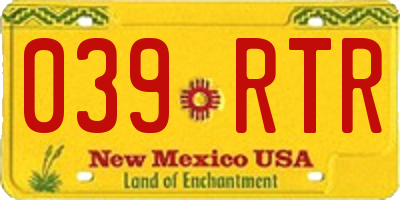 NM license plate 039RTR