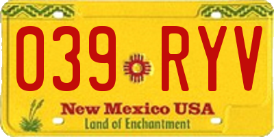 NM license plate 039RYV