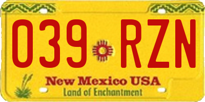 NM license plate 039RZN
