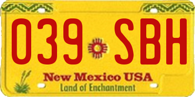 NM license plate 039SBH