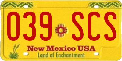 NM license plate 039SCS