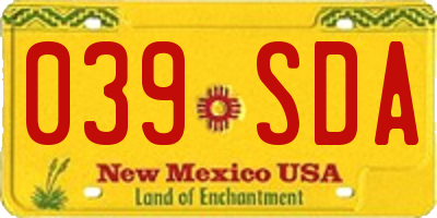 NM license plate 039SDA