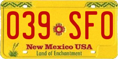 NM license plate 039SFO