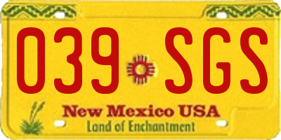 NM license plate 039SGS