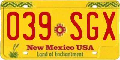 NM license plate 039SGX